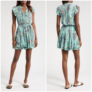Poupette St Barth Callie Print Cover-Up Minidress in Green Size L